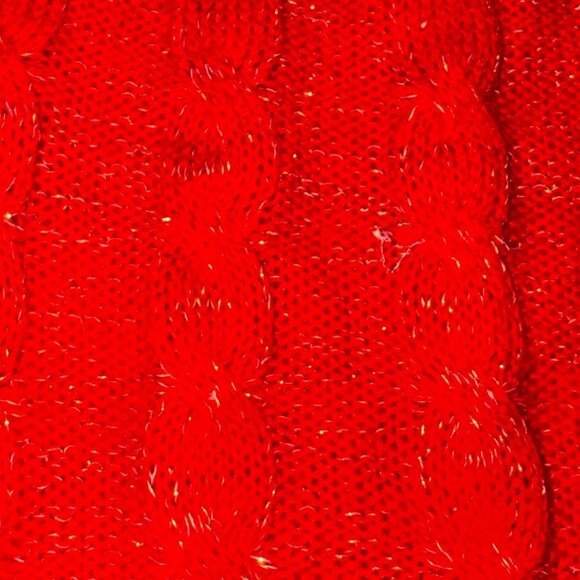 Red‎ Ashley Stewart Sparkly Plus Size 18/20 Cable Knit Sweater Gold Shimmer Cute - Picture 7 of 7